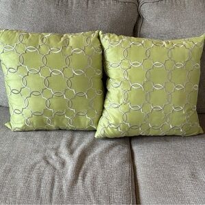 Pair of lively green throw pillows